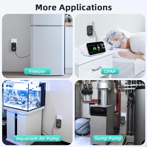 Power Failure Alarm, Freezer Power Outage Alarm 7 Sirens, Freezer Alarm with 0-110dB Adjustable LED Indicator 12H Alert, Power Loss Alarm Monitor for Refrigerator, Sump Pumps, Aquarium