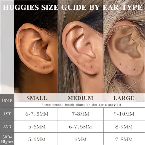 Poxtex Small Gold Huggie Hoop Earrings Set for Women, Hypoallergenic 14K Real Gold Plated Stack Cartilage Earring, Earrings Sets for Multiple Piercing Lightweight Mini Thin Cute Dainty Trendy Clip On Jewelry