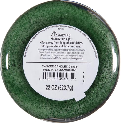 Yankee Candle Balsam & Cedar Scented, Classic 22oz Large Jar Single Wick Candle, Over 110 Hours of Burn Time, Ideal Holiday Gift