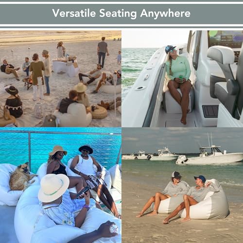 E-SeaRider Wedge Marine Beanbag (White/Beige, Small)