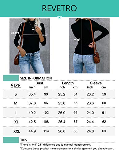 REVETRO Women's Long Sleeve Mock Turtleneck Tops Stretch Slim Fitted Pullover Layer Tee Thermal Tops Dark Green Medium…