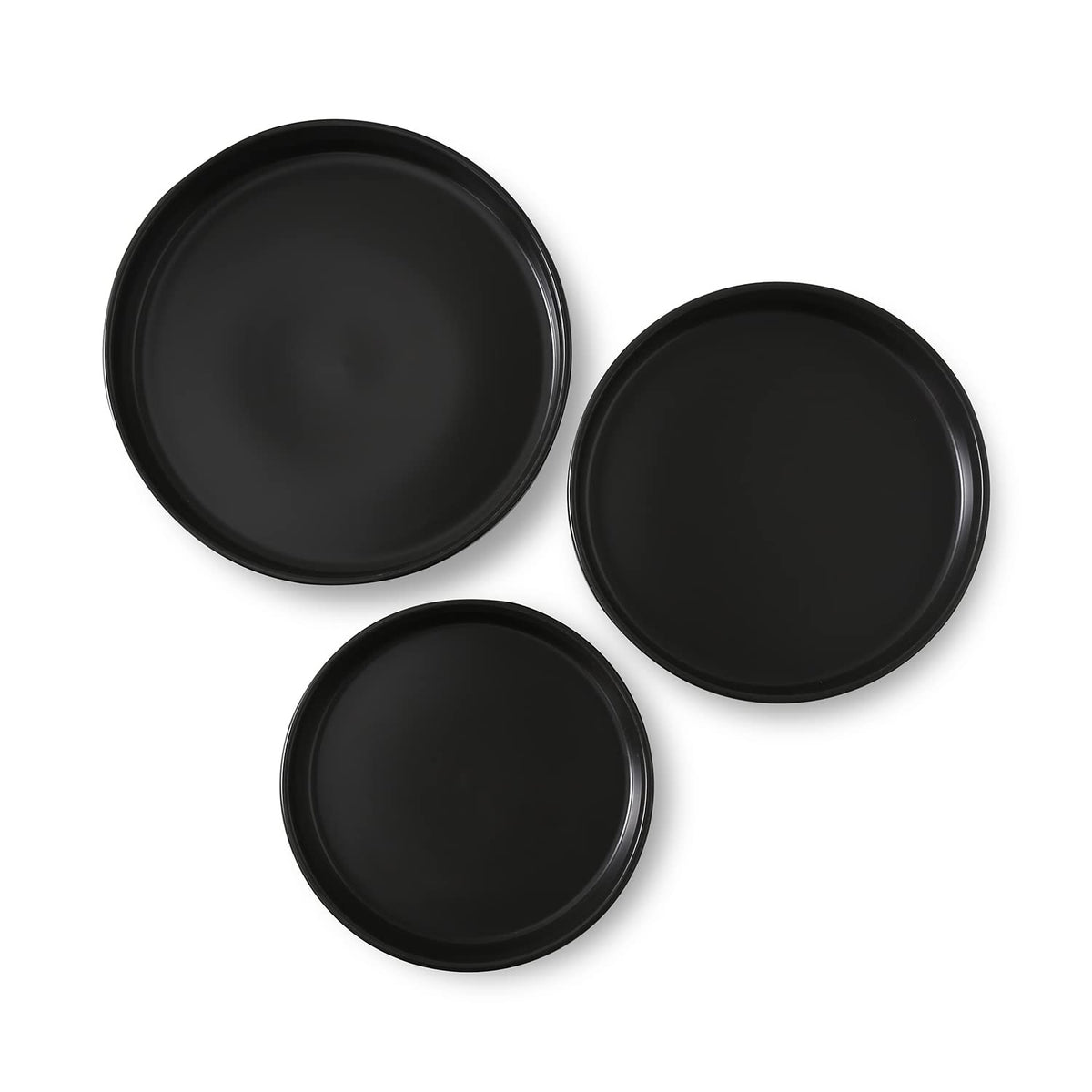 Stone Lain Celina Stoneware Bowl Set, 3-Piece Round Serving Bowls, Bowls for Kitchen, Black