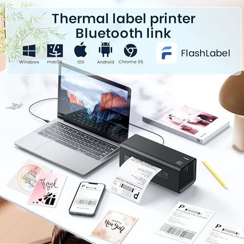 Thermal-Label-Printer-Shipping label printer for small business 4x6 Bluetooth thermal printer 300mm/s Compatible Windows,Mac,iOS, Android,desktop printer labels maker Used for Amazon,Shopify,Ebay