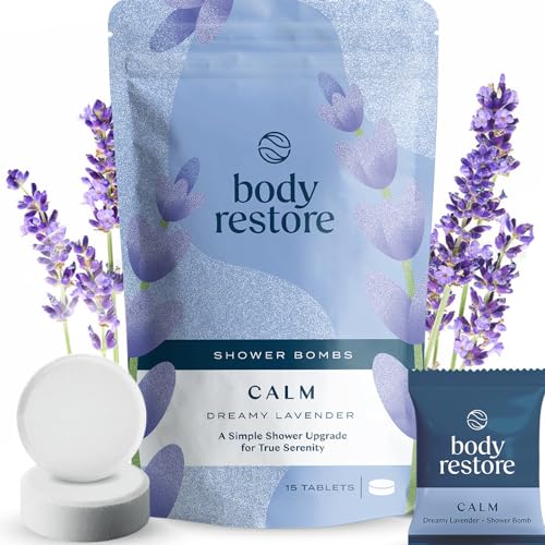 Body Restore Shower Steamers Aromatherapy 15 Pack - Relaxation Birthday Gifts for Women and Men, Travel Essentials, Stress Relief and Self Care - Lavender