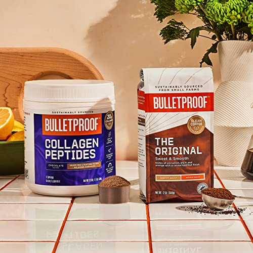 Bulletproof Chocolate Collagen Protein Powder with MCT Oil, 19g Protein, 17.6 Oz, Collagen Peptides and Amino Acids for Healthy Skin, Bones and Joints