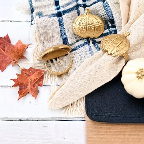 Napkin Rings Set of 12 Rustic Metal Napkin Rings Boho Leaf Glass Bead Farmhouse Spring Fall Napkin Ring Holder for Family Dining Banquet Wedding Christmas Easter Holiday Table Décor - Golden