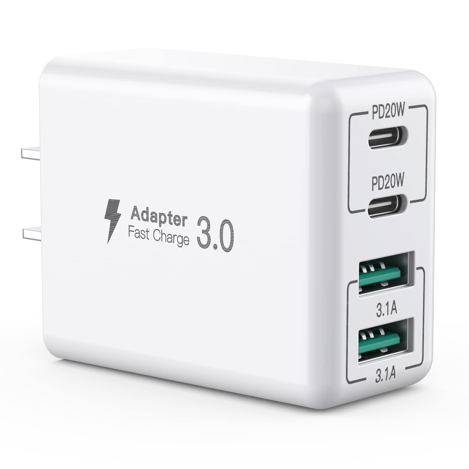 USB C Wall Charger, 40W 4-Port USB C Charger Block, Fast Charging Block Dual Port PD+QC Wall Plug Multiport Type C for iPhone 14/13/12/11/Pro Max/XS/XR/8/7, iPad, Samsung Phone, Tablet