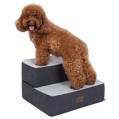 Pettycare Dog Stairs for Small Dogs - Foam Pet Steps for High Beds and Couch, Non-Slip Folding Dog Steps Portable Pet Stairs for Large Dog and Cats,3 Step, Beige