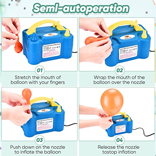 NuLink Electric Portable Dual Nozzle Balloon Blower Pump Inflation for Decoration, Party [110V~120V, 600W, Royal Blue]