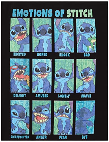 Disney Girl's Stitch Emotion T-Shirt, Black, X-Small