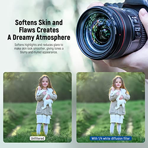 NEEWER 49mm Diffusion White Soft 1/4 Cinematic Dream Mist Effect, Ultra Thin Waterproof and Scratch Resistant, 30 Layers Coated Nano HD Optical Glass for Video/Portraits