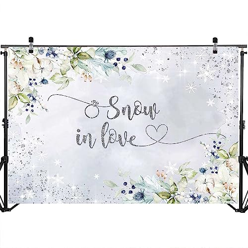 Mocsicka Snow in Love Backdrop Winter Wedding Miss to Mrs Bride Shower Decorations Bride to Be Wedding Engagement Party Cake Table Decorations Supplies (6x4ft)