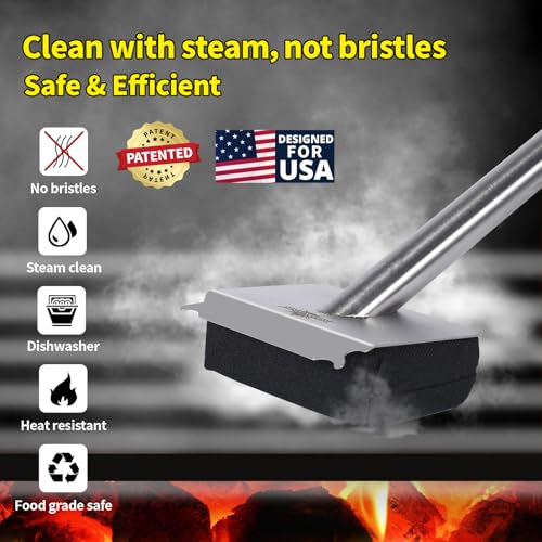 XUDAKAIXIN Grill Brush.Bristle-Free Safety Design,Upgraded Steam Art Grill Brush for Water Activated.Replaceable Scraper Cleaning Head.Grill Cleaner for Outdoor Grill (Black)