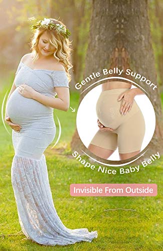POSHGLAM Women's Maternity Shapewear for Dress Seamless Underwear Belly Support Prevent Chaffing Pantie Shorts(Black, Small)