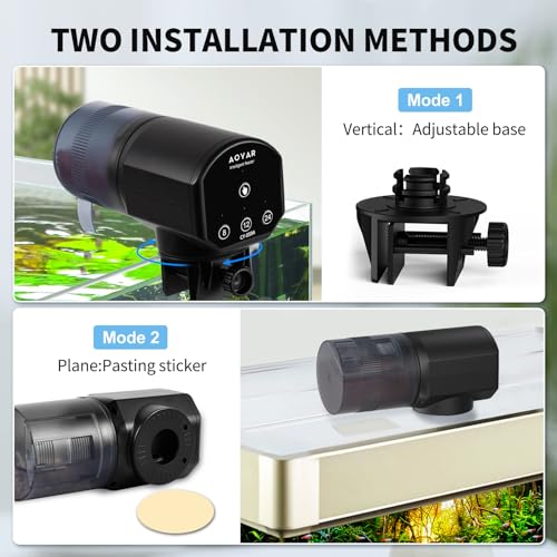 Automatic Fish Feeder Dispenser for Aquarium: 200ml Large Capacity Auto Feeders for Small Tank Turtle Betta Koi - Battery Food Feeding Timer for Flakes Pellet Vacation Weekend Day