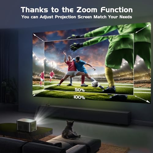 [2s Focus with Remote] PANSEBA 4K Projector, Native 1080P Bluetooth Projector, Portable Outdoor Movie Projector, Mini Projector for Home Theater, Compatible with Smartphone,HDMI,USB,TV Stick