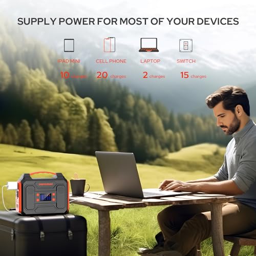 Portable Power Station 250Wh, Solar Generator Power Bank 110V Large Power Bank with AC Outlet for Laptop for Home Use Camping Travel Emergency Hunting Outdoor