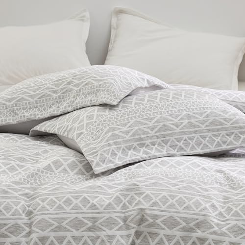 Bedsure Jacquard Duvet Cover - Boho Duvet Cover, Geometric Textured Comforter Cover Set with Chenille and Tufted for All Season