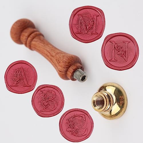 Alphabet O Wax Seal Stamp, ONWINPOR Eucalyptus Leaves Wax Seal Stamp Leaves Letter O Sealing Stamp for Letter Sealing Wax, Christmas Thanksgiving Card (O)