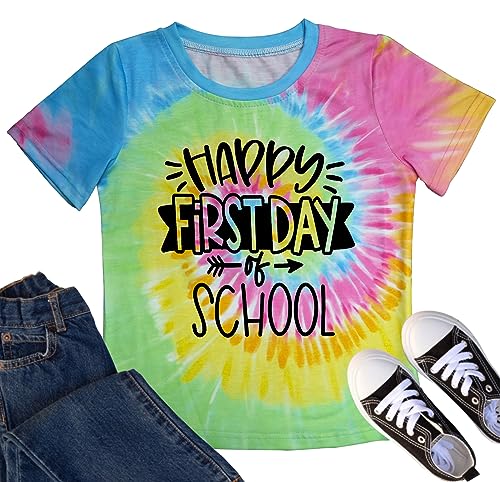 Happy First Day of School Shirt Toddler Boys Girls Back to School Tshirt Kids Letter Printed Tee Tops