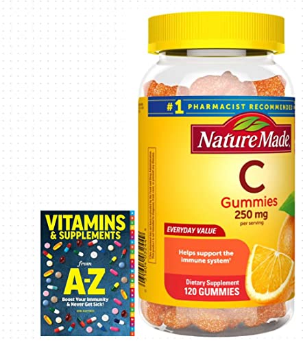 Nature Made Vitamin C 250 mg Gummies Dietary Supplement 120 Count+Better Guide Vitamins Supplements