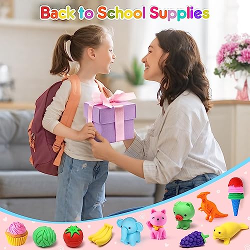 Palmatte 40PCS Mini Animal Erasers Kids Prizes Treasure Box Toys Classroom Rewards Desk Pets Pencil Erasers Bulk Cute School Supplies Kids Party Favors Goodie Bag Stocking Stuffers Easter Egg Fillers