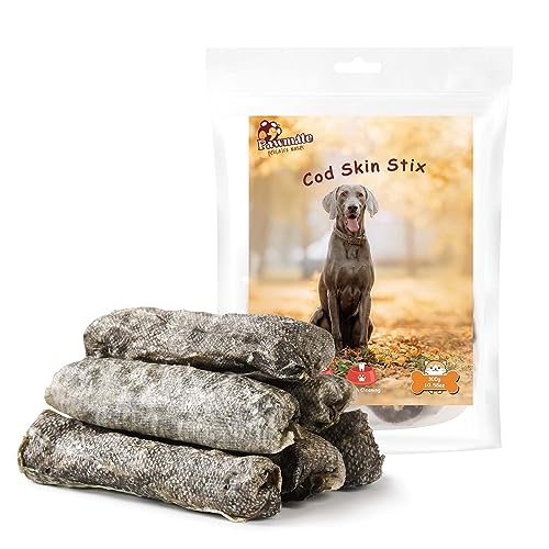 Pawmate Dog Treats, Chicken Duck Wrapped Cod Skin Sticks Rawhide-Free Grain-Free Dog Chewy Treats for Dog Healthy Teeth and Coat Training Treats for Small Medium Large Dog 9-10 Counts