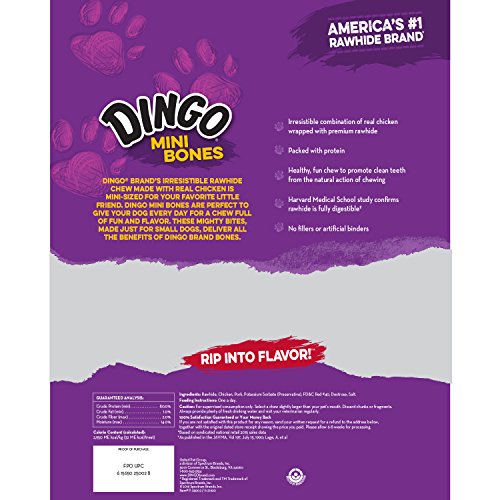 Dingo 95014 Mini Bones, Rawhide For Small/Toy Dogs, Red,14-Count