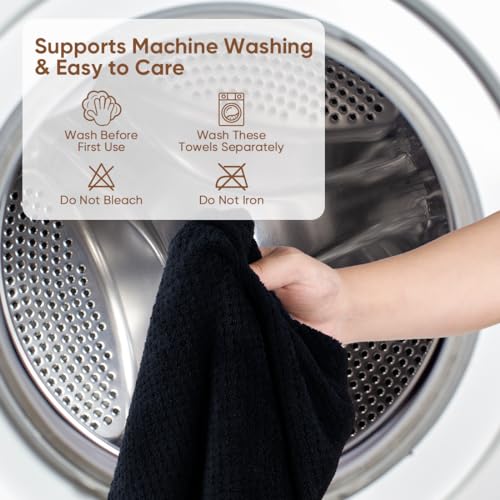 HOMEXCEL Black Microfiber Hair Towels 5 Pack, 40 x 20 Inches Black Salon Towels, Super Soft and Absorbent Hair Towel for Salon, Spa, Pool and Home Hair Care, Fast Drying Turbans for All Hair