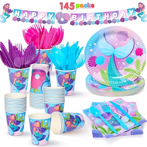 JOYIN 145 Pcs Construction Birthday Party Supplies with Banner, 24 Serves Tractor Truck Tableware Set with Plates, Cups, Napkins, and Cutlery Sets for Construction Themes Party Kids 6 7 8 Years