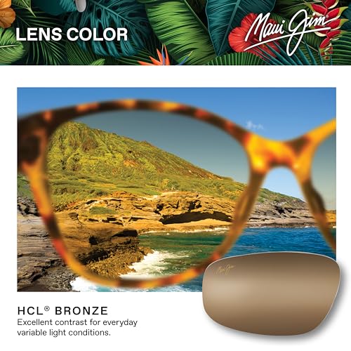 Maui Jim Men's and Women's Lele Kawa Polarized Classic Sunglasses, Brown Stripe/HCL® Bronze, Medium