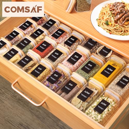 ComSaf Spice Jar with Bamboo Lid Sample Set, Glass Spice Jars Sample Sack, include 4oz, 6oz, 8oz, 10oz Square Seasoning Jars, Perfect for figuring out the ideal size.