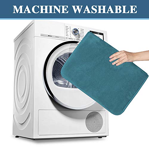 H.VERSAILTEX Bath Mat Memory Foam Set Bathroom Rug Set Flannel Velvety Bath Mat Luxury Extra Soft and Absorbent Non Slip Rugs for Bathroom/Bedroom Washable(2 Pack- 20"x 32"/ 17"x 24", Dark Teal)