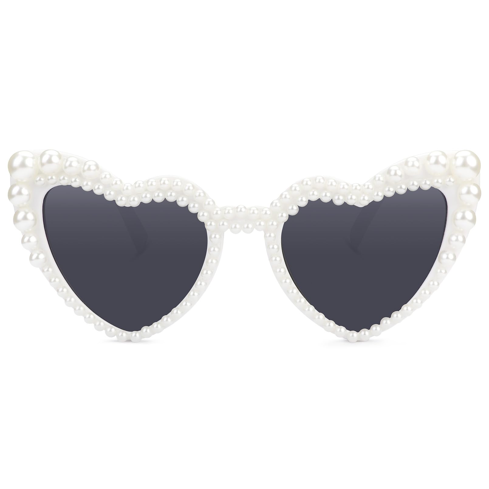 YOGFIT Heart Pearl Sunglasses for Women Fashion Classic Love Eye Protection Sunglasses Vintage Cute White Heart Sunglasses