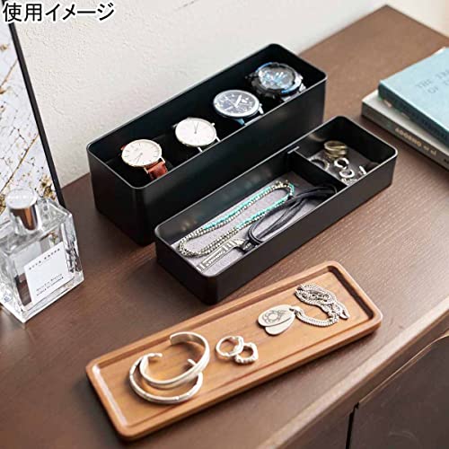 Yamazaki Home Rin Stacking Watch and Accessory Case, Jewelry Box Organizer For Glasses, 2-Tier - 2-Tier,Black