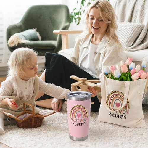 LiqCool Gifts for Mom - Birthday Day Gifts for Mom from Daughter Son, Unique Popular Christmas Mother's Day Gift Ideas for Wife, Best Mom Ever Tumbler Cup 20oz(Pink)