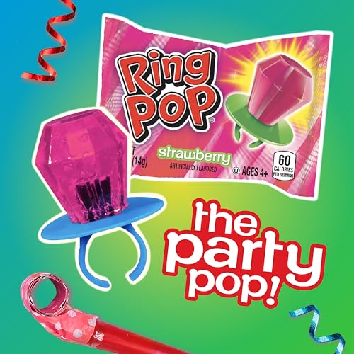 Ring Pop Individually Wrapped Back to School Bulk Lollipop Variety Party Pack – 20 Count Lollipop Suckers w/ Assorted Flavors - Fun Candy/Supplies for School Treats & Care Packages