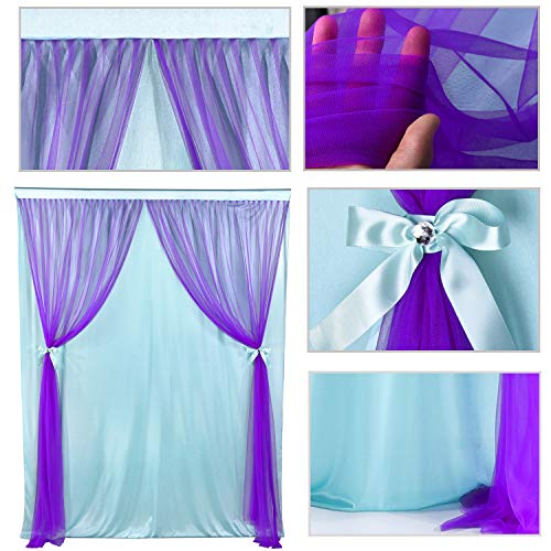 Mermaid Backdrop for Girls Birthday Purple Tulle Backdrop Curtain with Bow Tie for Under The Sea Baby Shower Little Mermaid Party Decorations 5X7ft