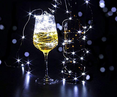HDSHIMAO Pack of 3 Sets LED Starry String Lights with 10 Micro LEDs on 3.3ft(1m) Copper Wire, Fairy Lights Battery Powered by 2X CR2032(Incl), for Wedding or Christmas Party Table Decorations (White)