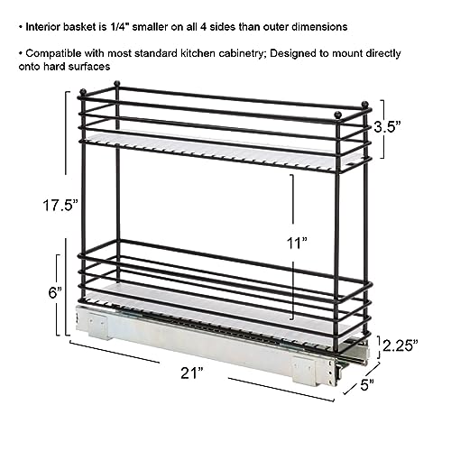 Household Essentials Glidez Multipurpose Paint-Finished Steel Pull-Out/Slide-Out Storage Organizer with Plastic Liner for Under Cabinet Use - 2-Tier Design - Fits Standard Size Cabinet or Shelf, White