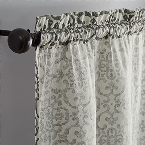 Pairs to Go Brockwell 56" x 63" Rod Pocket Double Panel Privacy Window Treatment Living Room, 28 in x 63 in, Charcoal, 2 Count