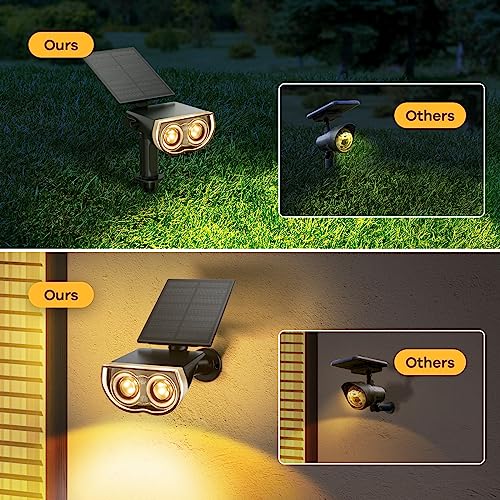 Linkind Solar Lights Outdoor Solar Lights for Outside Waterproof IP67 Solar Spot Lights 120° Adjustable Panel and Light Solar Landscape Lights for Garden Yard Landscape Pathway, 2 Pack Warm White