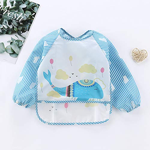 PandaEar (3 Pack Long Sleeve Bibs| Waterproof Full Sleeve Bib for Baby Infant Toddler 6-36 Months (Animal)