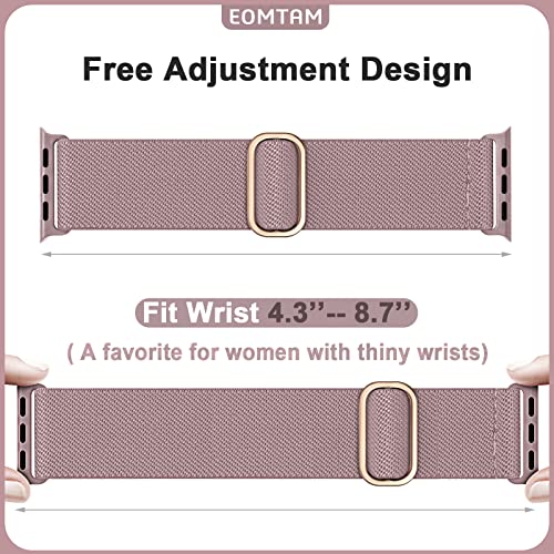 EOMTAM 5 Pack Stretchy Nylon Compatible for Apple Watch Ultra 2/1 Band 38mm 40mm 41mm 42mm 44mm 45mm 49mm Women Men,Elastic Cloth Sport Wristbands Solo Loop for iWatch Series 9 8 SE 7 6 5 4