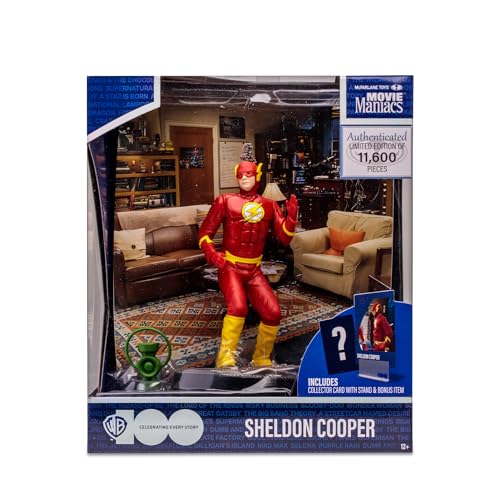 McFarlane Toys - WB 100: Sheldon Cooper (The Big Bang Theory) Movie Maniacs, 6in Posed Figure