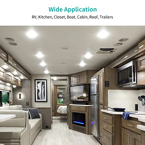 RVZONE 2 Pack RV LED Ceiling Puck Light RV Boat Interior Light DC 12V Surface Mount Ceiling Dome Light, 4.5W Panel Downlight for Camper Van Travel Trailer Motorhome(Cool White)