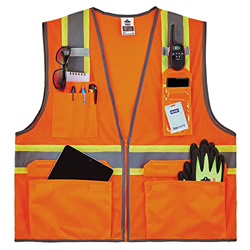 Ergodyne Unisex Two-tone - Class 2 Two Tone Mesh Vest Single Size, Orange, Small US