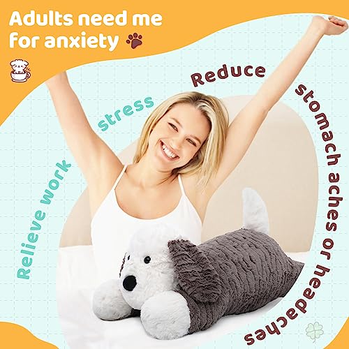 MorisMos 24inch 4Lbs Weighted Microwavable Stuffed Animal, Large Weighted Stuffed Dog Plush, Heatable Unscented Dog Throw Pillow