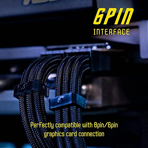 AsiaHorse 18AWG PSU Cable Extension Sleeved Custom Mod GPU PC Audio Video Power Supply Soft Braided Cables with Two Color Comb Kit 24P/8P to 6+2P/ 8P to 4+4P 30CM