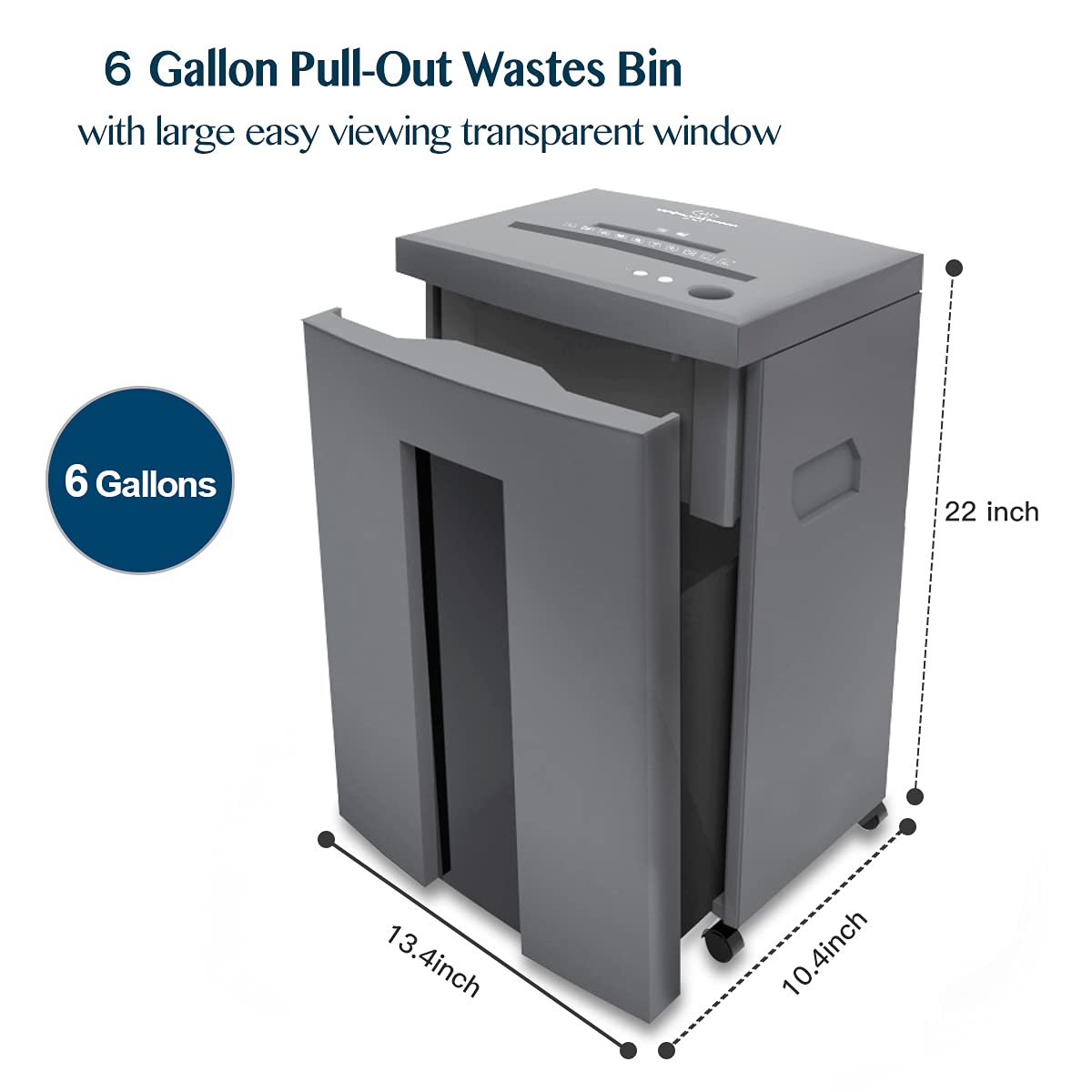 WOLVERINE 10-Sheet Super Micro Cut High Security Level P-5 Heavy Duty Paper/CD/Card Ultra Quiet Shredder for Home Office by 40 Mins Running Time and 6 Gallons Pullout Waste Bin SD9612 (Grey ETL)